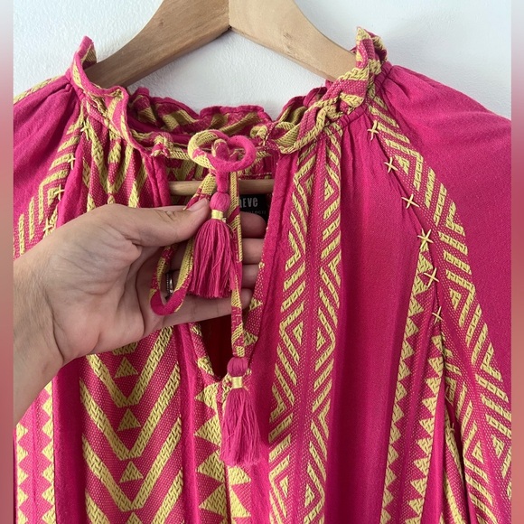 Maeve Dominique Pink &‎ Yellow Embroidered Long Sleeve Tunic Dress Size XS - Picture 5 of 15